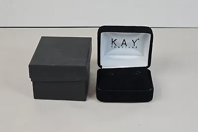 Kay Jewelers Empty Black Velvet Earring Box With Presentation Box NEW NOS Ring • $11