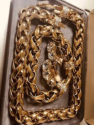 Necklace Jewelry Set J C Penny's Heavy Choker Bracelet Gold & Diamond Set. • $299