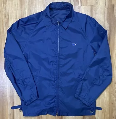 VTG 80s Lacoste Izod Windbreaker Lightweight Navy Blue Logo Sz L Full Zip Retro • $24.95