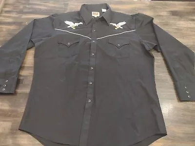 Vintage Ely Cattleman Embroidered Eagle Pearl Snap Western Rodeo Shirt Size XL • $12