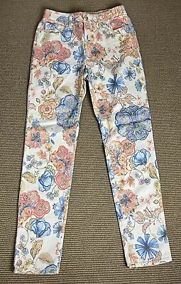 Chico's Size 00R Floral Slimming Girlfriend Ankle 5 Pocket Mid Rise Stretch Pant • $20