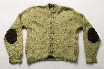 Sears Premiere Collection Men's Vintage Mohair Shag Cardigan LV5 Green Large • $237.49