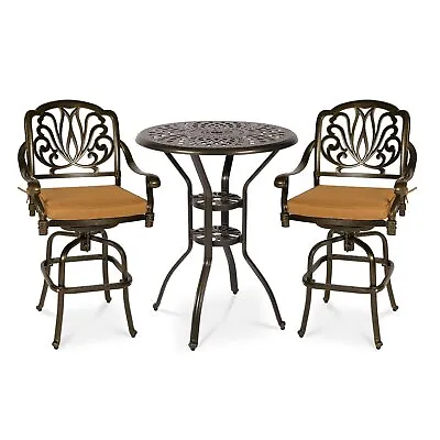 $289.99 • Buy Outdoor Patio Swivel Bar Stools High Bistro Chairs Table Set Cast Aluminum