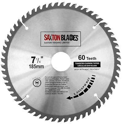 Saxton TCT Circular Wood Saw Blade 185mm X 30mm X 60T For Bosch Makita 184mm • £10.99