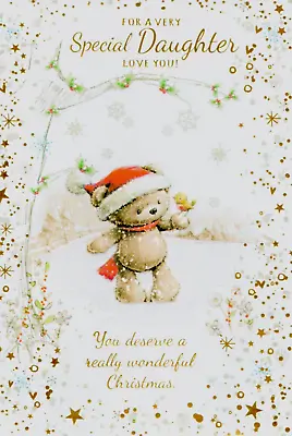 SPECIAL DAUGHTER CHRISTMAS CARD With Love - 7.5  X 5.5   Good Quality - Free P&p • £2.09