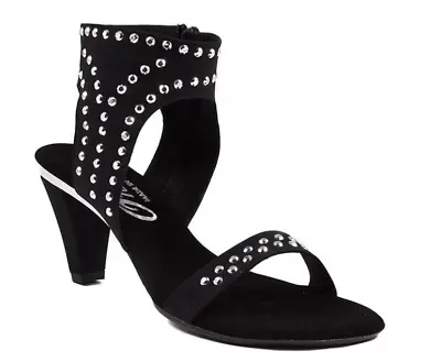 Onex Showgirl Black W/Studs Elastic Heeled Sandal Women's Sizes 6-11/NEW!!! • $149.95