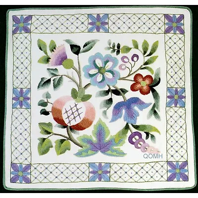 No Yarn! Elsa Williams LATTICE TREE PILLOW Crewel Embroidery Kit Jacobean Flora • $42.99