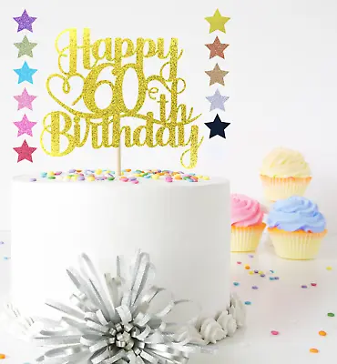 Glitter Happy Birthday Cake Topper Decoration 18th 30th 50th 60th 70th 80th 90th • £0.99