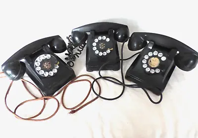 Lot Of 3 Vintage Western Electric 302 Rotary Dial Telephones No Case Damage • $76