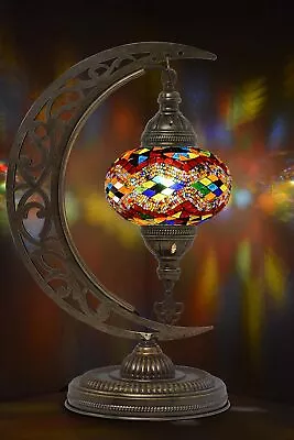 Mozaist Turkish Lamp Unique Lamps Moon Shaped Mosaic Table Lamp Vintage • $120.99
