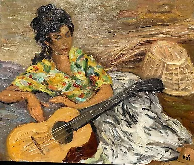 Beautiful Marcel Dyf Of Gypsy Woman Guitarist From 1960s Excellent Condition • $5500