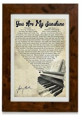 NEW LARGER SIZE Johnny Cash You Are My Sunshine Lyrics Poster Framed Print • £39.64