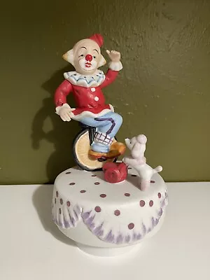 Melodies In Motion Send In The Clown Porcelain Figurine Dog Unicycle Works • $24.99