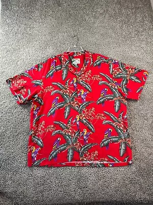 VINTAGE Paradise Found Magnum PI Shirt Mens XL Red Rayon Hawaiian Button Up • $44.99