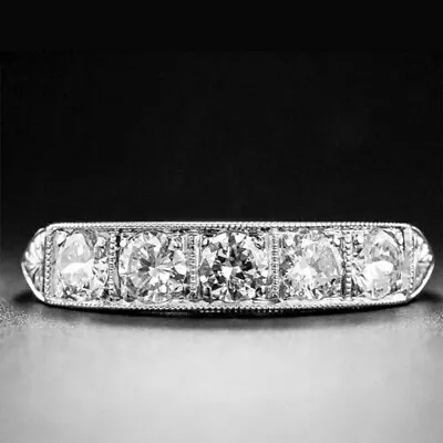 1Ct White Round Cut CZ Vintage Style Wedding Band Ring In 925 Sterling Silver • $102