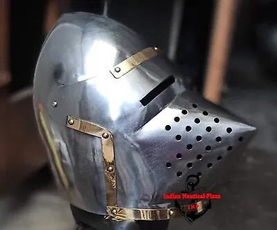 Steel Medieval Klappvisor Hounskull Bascinet Helmet Without Aventail Wearing He • $107.10