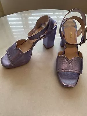 Miss L Fire Purple Leather Sandal Size 40 • $45