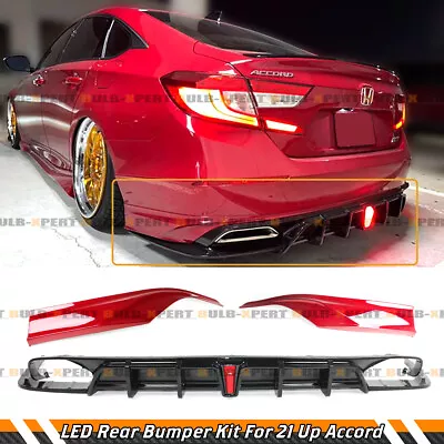 $289.99 • Buy For 2018-22 Accord Yofer V2 Led Rear Diffuser+ San Marino Red Corner Apron Spat