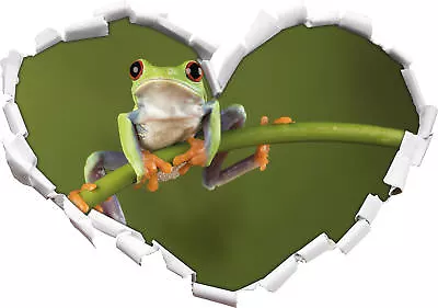 Tree Frog On Bamboo - 3D Look Heart Wall Tattoo Sticker Sticker • £17.20