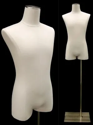 White Linen Adult Male Dress Form Mannequin Body Torso With Square Metal Base • $180