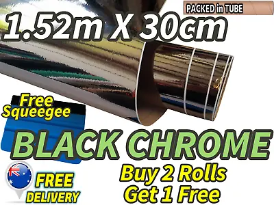 BLACK CHROME Car Vinyl Wrap Film Roll Sticker Decal Air Release • $20.99