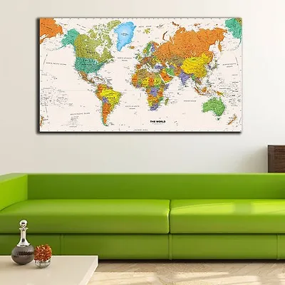 $64.99 • Buy 50*90*3cm Framed Canvas Prints Stretched World Map Wall Art Home Office Decor