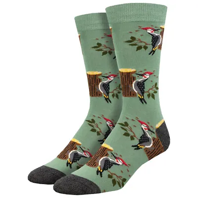 Socksmith Men's Bamboo Crew Socks Woodpecker Birds Novelty Footwear • $18