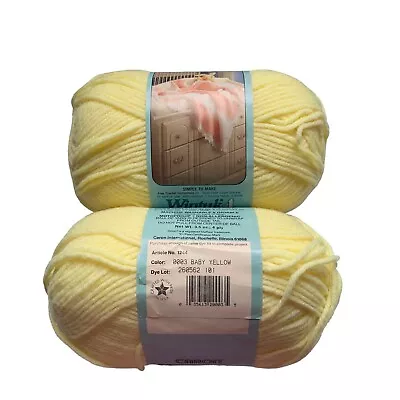 Lot Of 2 Wintuk 4 Orlon Acrylic Yarn Worsted Weight 3.5oz 4 Ply Baby Yellow 0003 • $12.74