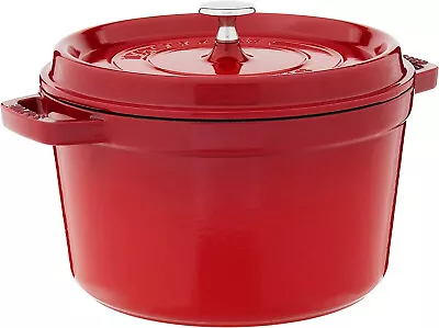 Staub Cast Iron Dutch Oven 5-Qt Tall Cocotte Made In France Serves 5-6 Cherry • $267.49