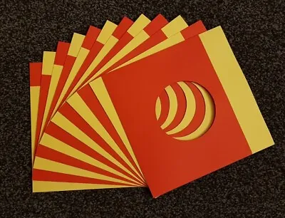 (Set 47) Pack Of 12 Hand Crafted 7  Singles Card Sleeves. Red And Yellow. • £2.25