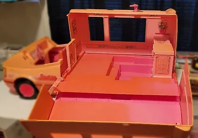 Vintage Mattel 1988 Barbie Magical Motor Home Faded Retro Orange & Pink Camper • $17.49