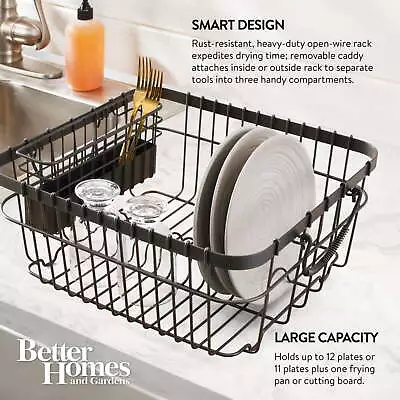 Metal Dish Rack With Caddy Antique Gray • $25.17