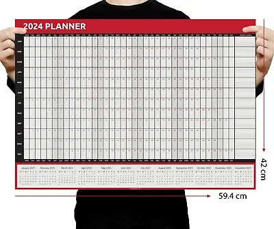 2024 A2 Size Year Wall Planner Calendar Home Office Work JAN DEC 59cm X 42cm *** • £3.49