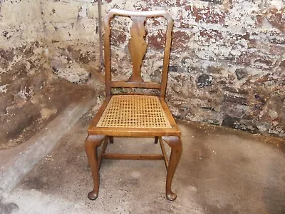 Vintage Oak Dining / Bedroom Chair Wooden Woven Rattan Seat • £29.50