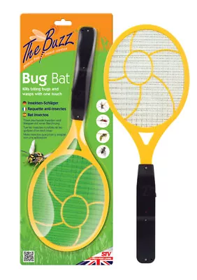 The Buzz Bug Bat Electronic Fly Wasp Midges Mosquito Killer Tennis Racquet Style • £9.95