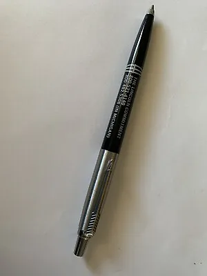 Vintage PARKER Ballpoint Pen IIU 1991 Lincoln Logo Black&Chrome Trim USA NO BOX • $6