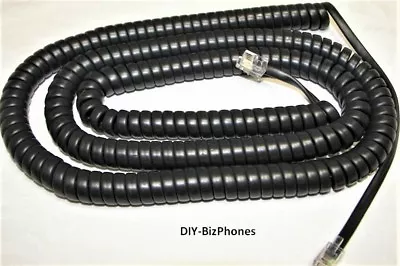 Mitel Dark Gray Long Handset Cord Superset Phone 4015 4025 Receiver Curly 25Ft • $8.49