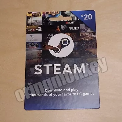 Steam Gift Card W/Receipt $20 Steam Wallet • $32