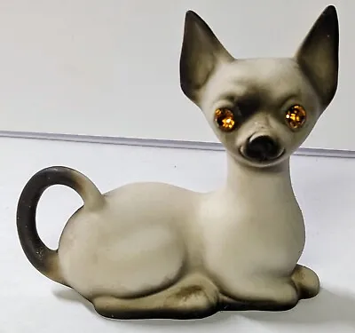 Vintage 1950's California Pottery USA Bejeweled Siamese Cat Figurine • $12.99