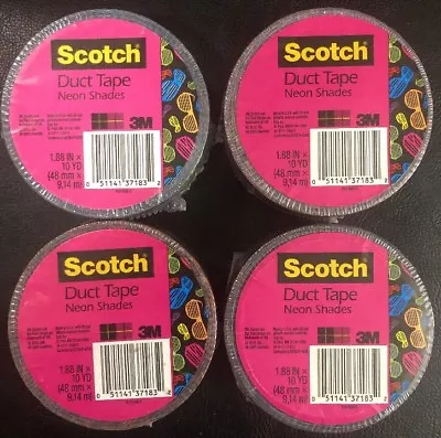 4 Rolls 3M Scotch Duct Tape Neon Shades 1.88  X 10 Yds • $18