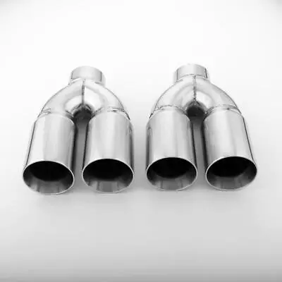 2PCS 304 Stainless Steel Exhaust Tips 2.5  Inlet Quad 3  Out 9  L Straight Cut • $240.86