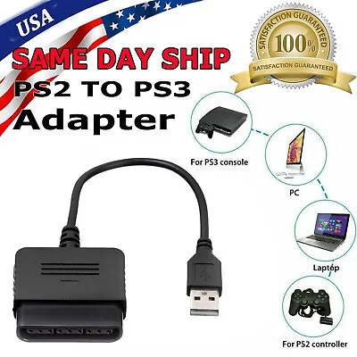 $4.25 • Buy USB PS2 To PS3 Game Controller Adaptor Converter Cable For Sony PlayStation 2 3