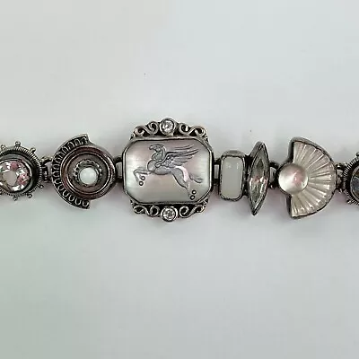 Mars And Valentine Sterling Silver Toggle Bracelet Pegasus Horse Charms Stones • $275