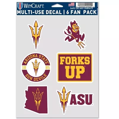 Arizona State Sun Devils Multi-Use 6 Fan Pack NCAA Decal Stickers *Free Shipping • $7.97