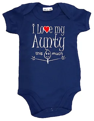 Funny Baby Bodysuit  I Love My Aunty This Much  Babygrow Nephew Niece Auntie • £10.95