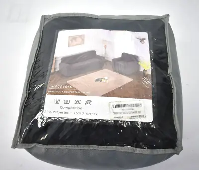 Tianshu 2 Piece Velvet Sofa Cover Soft Plush For Sofa Black Anti Slip Slipcover • $39.99