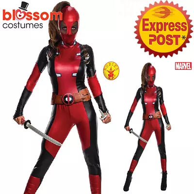 CA660 Ladies Deluxe Secret Wishes Deadpool Superhero Movie Marvel Comic Costume • $61.05