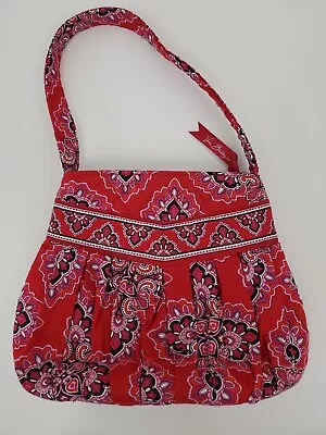 Vera Bradley FRANKLY SCARLET Red Hannah Small Handbag Purse Zip Close • $14.99