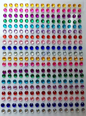 £1.10 • Buy 3 & 4 Mm Self Adhesive Diamante Crystals Multicolour Rhinestone Mixed Gems