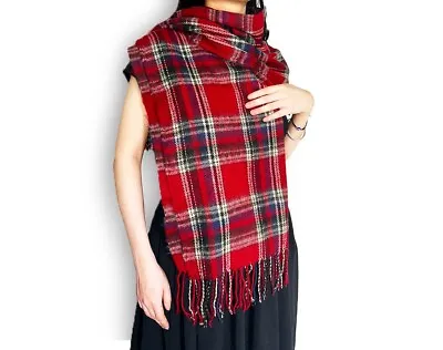 Women Plaid Scarves Shawl Scarves Tartan Long Scarf Blanket Checked Winter Wraps • £5.99